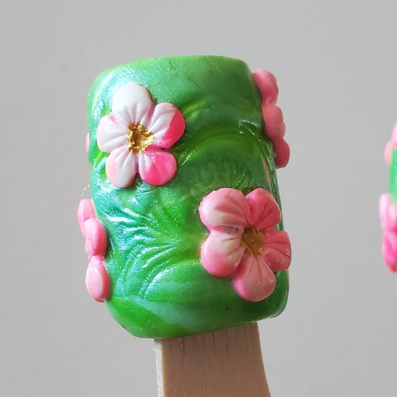 Dreadlock beads "Blooming Spring", set of 3, polym - Picture 2 of 5